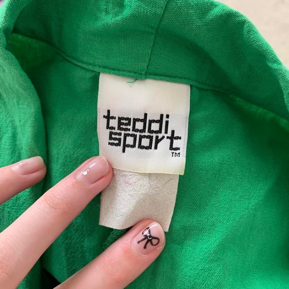 bright green jacket w/ shoulder pads circa 1980s - Picture 3 of 3